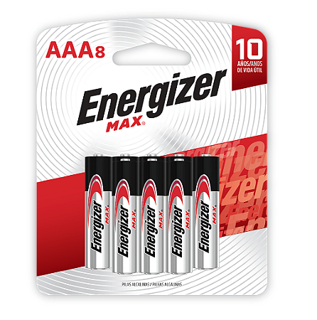 Pilha Alcalina Energizer Max AAA8 - Pequena - 8 Pilhas