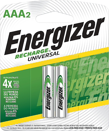 Pilha Recarregável Energizer Universal Aaa - 2 Pilhas