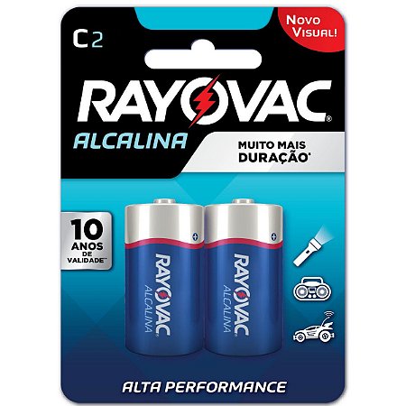 Pilha Alcalina Rayovac C (média) - 1 Cartela com 2 Pilhas