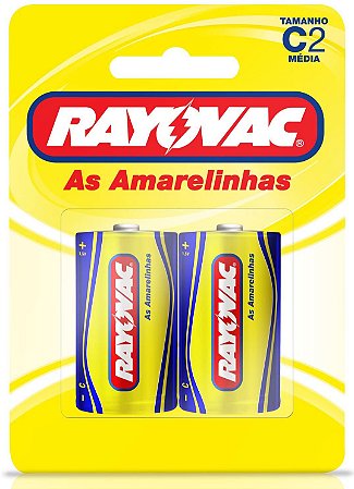 Pilhas Zinco Rayovac C (média) - Cartela com 2 Pilhas