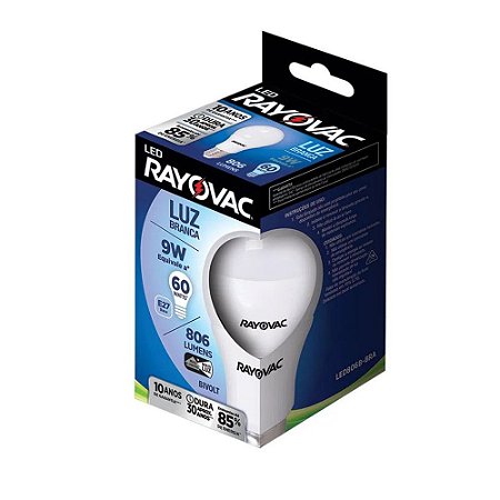 Lâmpada Led Rayovac Bulbo 9W - Equiv 60W - Branca