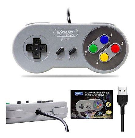 Controle USB Super Nintendo Snes Emulador Computador KNUP KP-3124