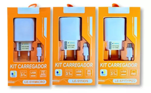 Carregador c/cabo LEHMOX KAIDI KIMASTER