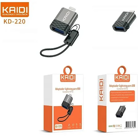Adaptador kaidi OTG lightning para USB kd - 220