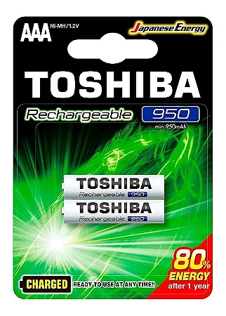 Pilha Recarregável AAA 1,2V 950mAh TOSHIBA Cartela com 2 unid.