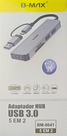 Adaptador Hub USB 3.0 5 em 2 BM-8641