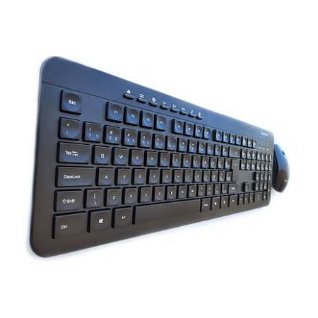 TECLADO E MOUSE SEM FIO RECARREGAVEL 2.4GHZ USB PRETO TC250