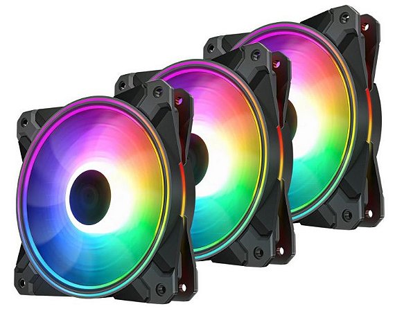 KIT FAN GAMER CF 120 PLUS RGB COM 3 FANS CF120P-3P