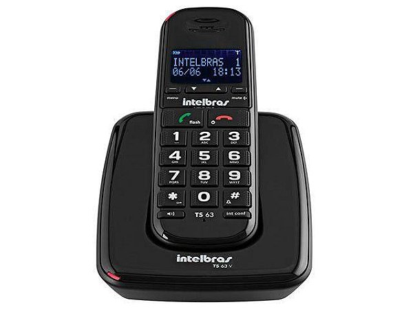 Telefone Sem Fio Intelbras Ts 63 V Preto Viva Voz