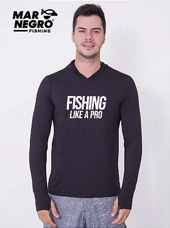 CAMISETA POLIAMIDA MAR NEGRO COM CAPUZ - PRETO