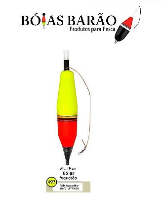 BOIA BARÃO FOGUETÃO 65g C/ SUPORTE PARA LUMINOSO 7.5MM 497 - AMARELA E VERMELHA