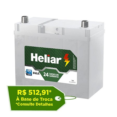 Bateria Heliar 50Ah ou 45Ah – H50JD / H45JE – Original de Montadora