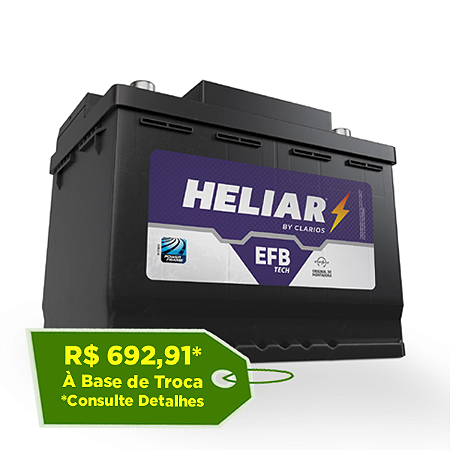 Bateria Heliar EFB 60Ah - HEFB60HD - Para Carro C/ Start-Stop