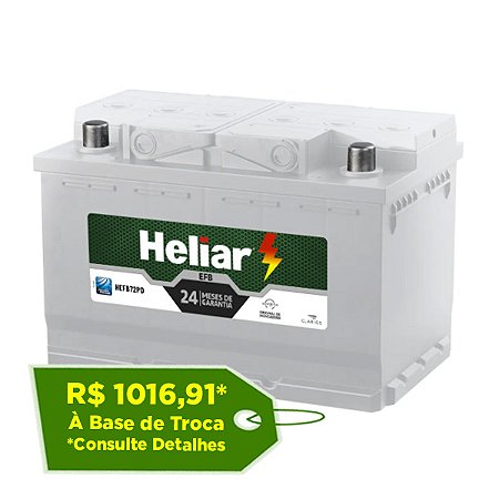 Bateria Heliar EFB 72Ah - HEFB72PD - Para Carro C/ Start-Stop
