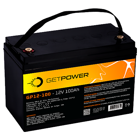 Bateria Estacionária VRLA ( AGM ) GetPower 12V – 100Ah – GP12-100
