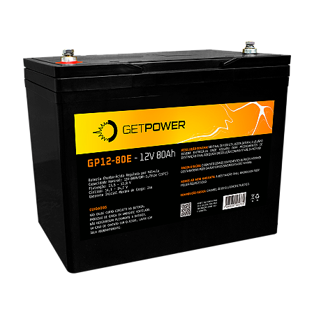 Bateria Estacionária VRLA ( AGM ) GetPower 12V – 80Ah – GP12-80E