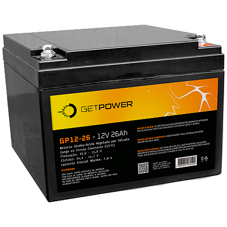 Bateria Estacionária VRLA ( AGM ) GetPower 12V – 26Ah – GP12-26