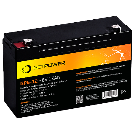 Bateria Estacionária VRLA ( AGM ) GetPower 6V – 12Ah – GP6-12