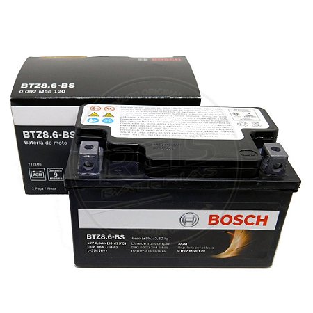 Bateria Bosch Moto 8,6Ah – BTZ8.6-BS – Selada AGM ( Ref. Yuasa: YTZ10S-BS )