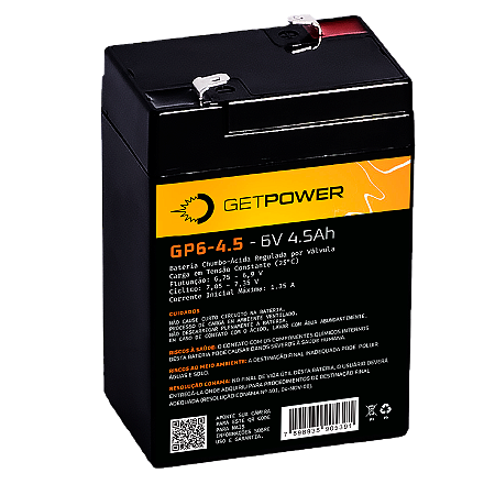 Bateria Estacionária VRLA ( AGM ) GetPower 6V – 4,5Ah – GP6-4.5