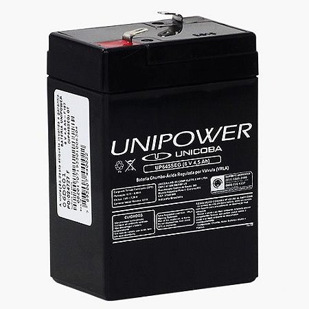 Bateria Estacionária VRLA ( AGM ) Unipower 6V – 4,5Ah – UP645SEG