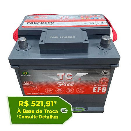 Bateria TC EFB 52Ah - TCEFB52PALD ( EFB ) - Para Carro C/ Start-Stop