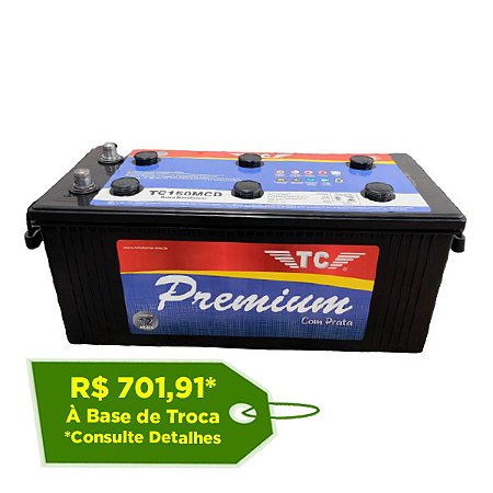 Bateria TC Premium 150Ah - TC150MCD - Baixa Manutenção