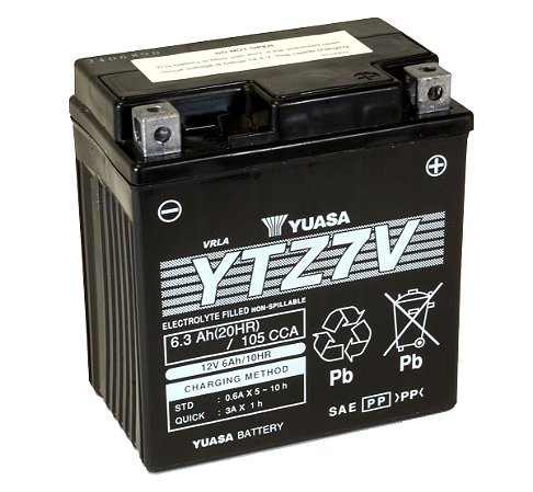 Bateria de Moto Yuasa 6,3Ah - Ytz7V