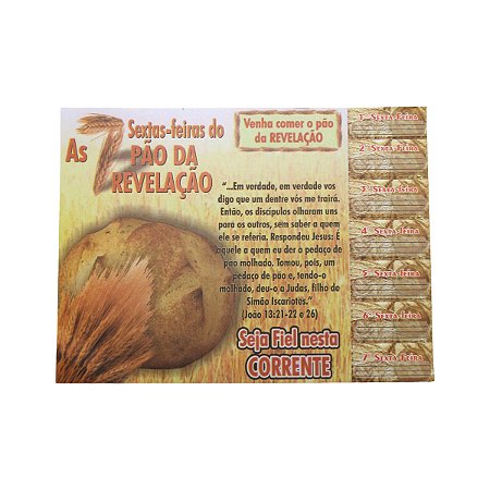 Cartela Pão da Revelação para Campanha de 7 Dias