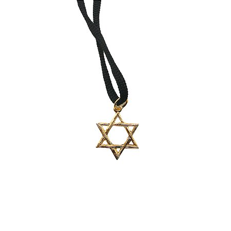 Pingente Estrela de Davi Dourado com Cordão para Uso e Lembrancinha