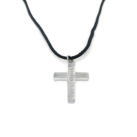 Pingente de Cruz Transparente com Cordão para Evangelismo e Lembrancinhas