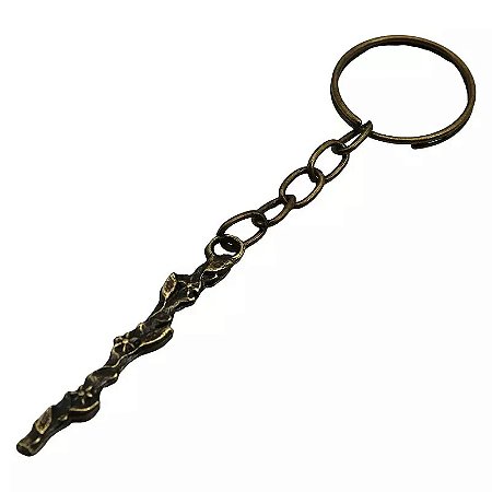 Chaveiro Vara de Arão em Metal Ouro Velho – Símbolo Bíblico de Sacerdócio e Escolha de Deus