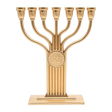 Menorah Dourada Fé em Plástico ABS para Decoração Cristã