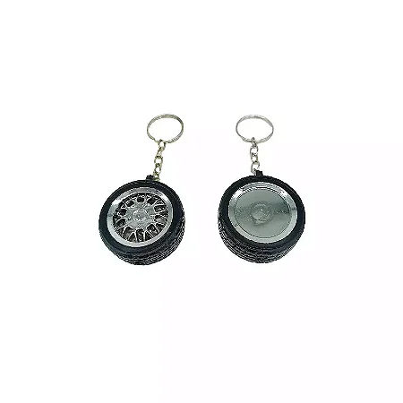 Chaveiro Pneu Emborrachado com Roda – Preto ou Rosa