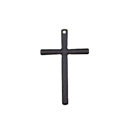 Pingente Cruz de Metal Lisa Preta – Cruz Cristã em Metal para Colares e Chaveiros