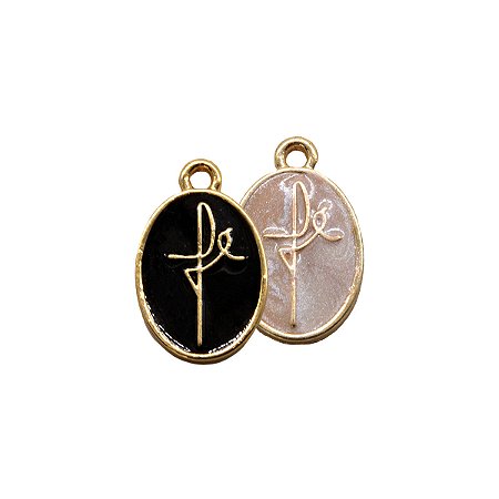 Pingente Fé Dourado em Metal Resinado – Símbolo Cristão para Colares e Chaveiros