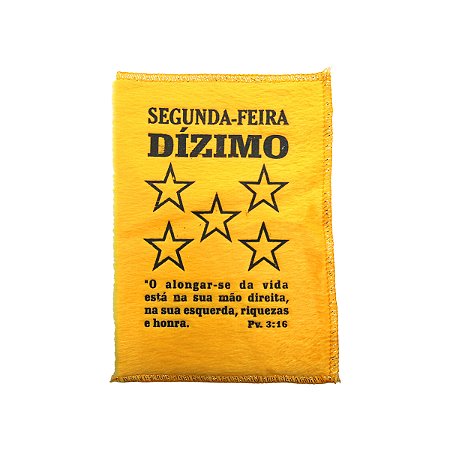 Saquitel de Veludo Segunda-Feira do Dízimo – Provérbios 3:16 para Campanhas Evangélicas