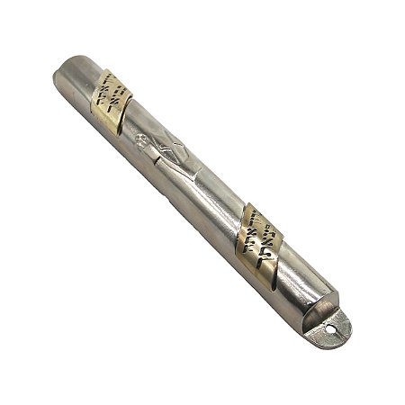 Mezuzá Prateada em Metal com Pergaminho – Bênção