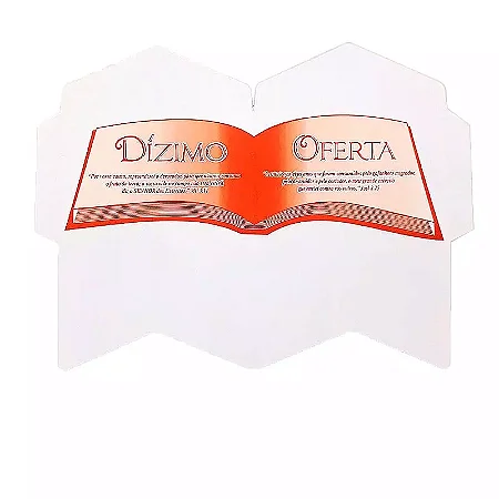 Envelope Duplo para Dízimo e Oferta em Formato de Bíblia com Dois Compartimentos