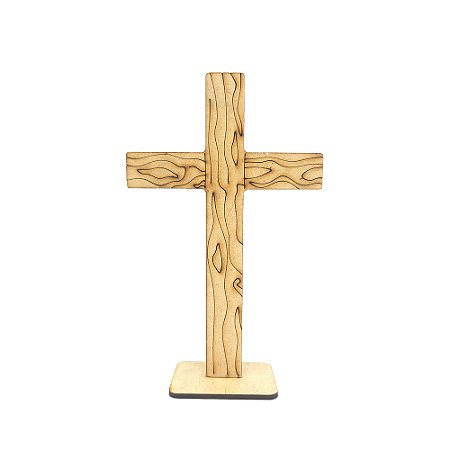Cruz de Madeira MDF 15cm com Base – Lisa ou Texturizada