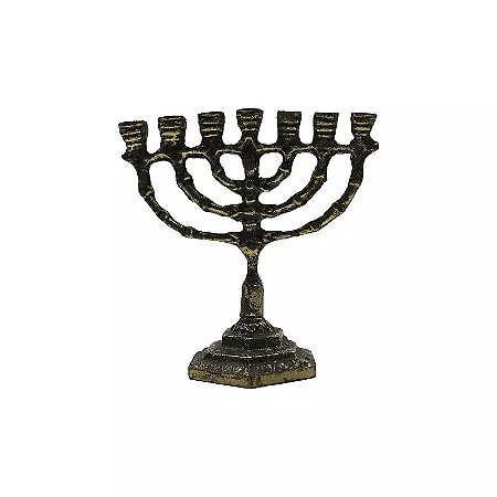 Candelabro Menorah em Metal Ouro Velho