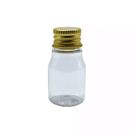 Frasco de 15ml PET com Tampa Rosca de Metal Dourada