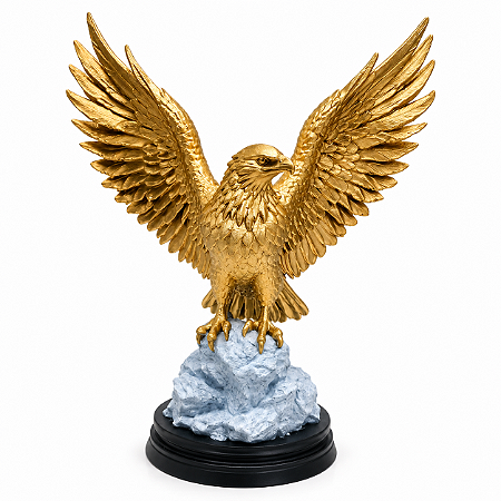 Águia Dourada Decorativa com Asas Abertas 22cm
