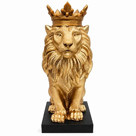 Estatueta Leão de Judá com Coroa Dourada – Decoração Cristã