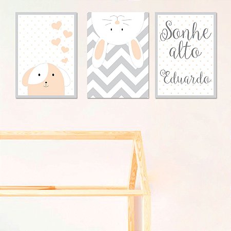 Quadros Decorativos Meus Amiguinhos - Trio - 25x34 cada