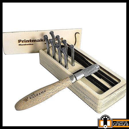 Jogo de 8 Roletas Multi-Pontas em Estojo de Madeira Arteína