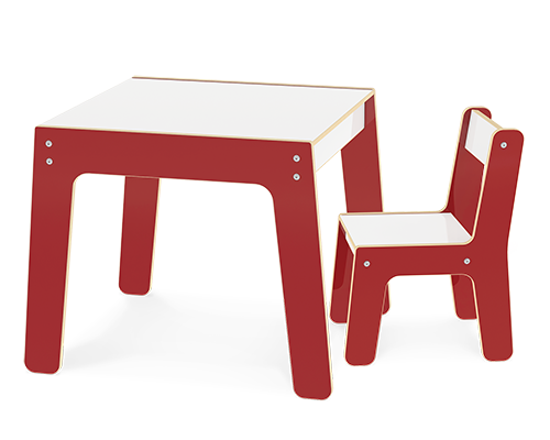 Mesa - Com Cadeira Infantil - Vermelha