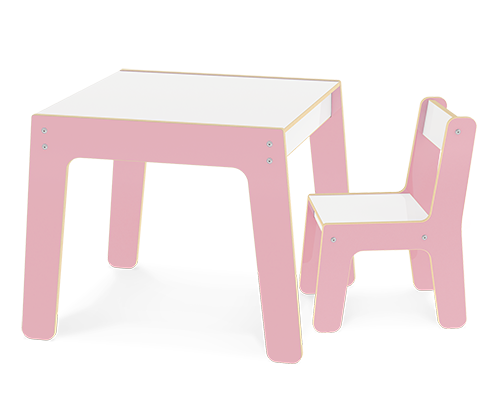 Mesa - Com Cadeira Infantil - Rosa