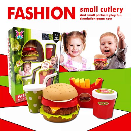 Kit - Cozinha Infantil -Montando o Hamburguer - Fast Food + Acessorios