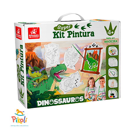 Kit Pintura Dinossauros - Madeira - Brincadeira de Criança